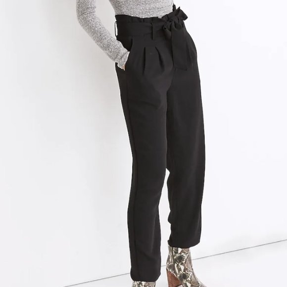 Madewell Drapey Paperbag Pants Cropped Tie Belt Size 0 Wide Leg Trouser - Picture 1 of 5